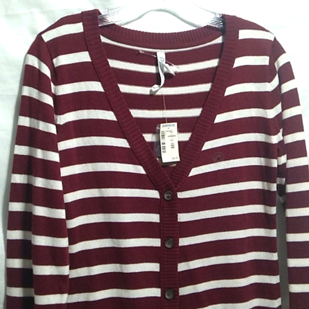 NWT Aeropostale Button Up Striped Sweater Sz.M (A-75) - Picture 2 of 10